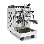 A Bezzera Aria PID espresso machine Stainless, showcasing its compact design and patterned housing