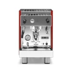 A Bezzera BZ13 PM espresso machine Red, showcasing its polished stainless steel housing and ergonomic design