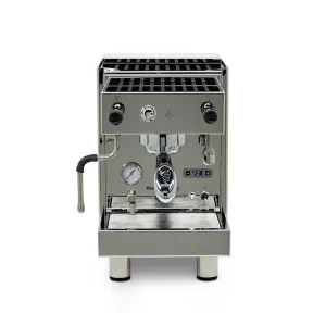 A Bezzera BZ13 PM espresso machine Stainless, showcasing its polished stainless steel housing and ergonomic design