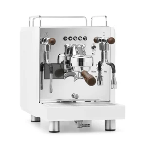 A Bezzera DUO DE espresso machine White, showcasing its modern design and touchscreen display