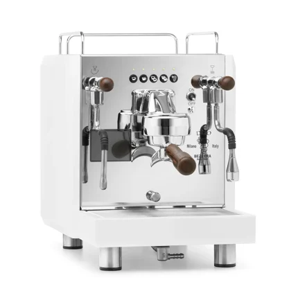 A Bezzera DUO DE espresso machine White, showcasing its modern design and touchscreen display