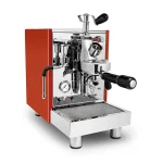 A Bezzera Unica espresso machine Red, showcasing its compact size and traditional design