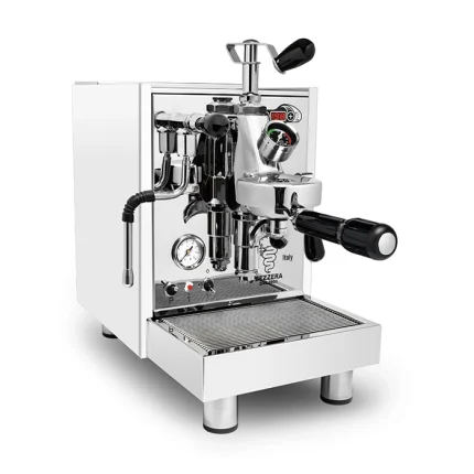 A Bezzera Unica espresso machine White, showcasing its compact size and traditional design