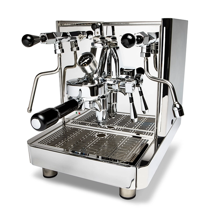 A Quick Mill Vetrano Design Stainless, showcasing its LED lighting and E61 group head