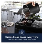 A detailed shot of the 3.5” TFT full-touch screen, color display on the DeLonghi Dinamica Plus, showing recipe selection