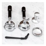 A detailed shot of the E61 group head on the Rocket Espresso Appartamento Serie Nera Sapphire, emphasizing its robust design