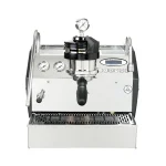 A detailed shot of the La Marzocco GS3 Manual Paddle saturated group head, showcasing its robust, commercial-grade construction