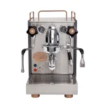 A detailed shot of the custom ECM E61 brew group on the ECM Mechanika VI Slim Heritage Line, highlighting its chrome finish