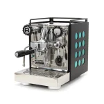 A matte black Rocket Espresso Appartamento Serie Nera Emerald accents, highlighting its polka dot design