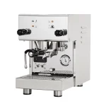 A polished stainless steel Profitec Pro 300 Espresso Machine White, showcasing its compact size and front panel gauges