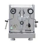 A polished stainless steel Rocket Espresso Mozzafiato Cronometro V, showcasing its traditional flat panel design