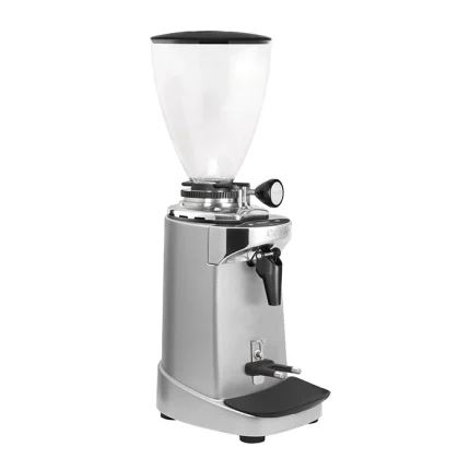 A robust, Ceado E37T coffee grinder Silver, showcasing its large bean hopper and sleek design