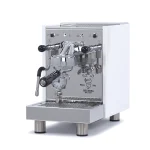 A sleek, Bezzera BZ10 Espresso Machine White, showcasing its compact size and dual needle gauge
