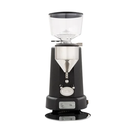 A sleek, ECM V Titan 64 Espresso Grinder Anthracite, showcasing its retro-inspired design and prominent hopper
