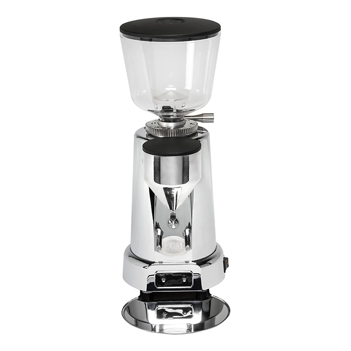 A sleek, ECM V Titan 64 Espresso Grinder Stainless, showcasing its retro-inspired design and prominent hopper A sleek, ECM V Titan 64 Espresso Grinder Stainless, showcasing its retro-inspired design and prominent hopper