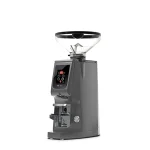 A sleek, Eureka Atom W 75 espresso grinder Grey on a counter, highlighting its compact design