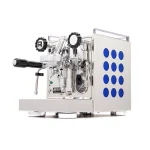 A sleek, Rocket Espresso Appartamento Sapphire with distinctive sapphire blue side panels, showcasing its unique color