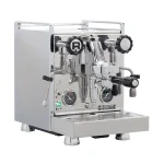 A sleek, Rocket Espresso Mozzafiato Cronometro R espresso machine showing its polished finish and classic E61 group head