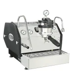 A sleek stainless steel La Marzocco GS3 Manual Paddle espresso machine, highlighting its iconic design and prominent paddle