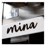 A smartphone screen showing the Dalla Corte Mina Espresso Machine Blue App, with options for creating and saving flow profiles