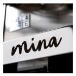 A smartphone screen showing the Dalla Corte Mina Espresso Machine Glass App, with options for creating and saving flow profiles