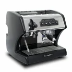 Close-up of the La Spaziale Mini Vivaldi II saturated group head, emphasizing its robust design