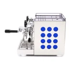 Close-up of the laser-cut side panel of the Rocket Espresso Appartamento Sapphire, revealing the sapphire underbelly