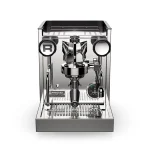 Close-up of the red LED indicator light on the Rocket Espresso Appartamento TCA Aquamarine, showing temperature setting flashes