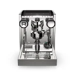 Close-up of the red LED indicator light on the Rocket Espresso Appartamento TCA Emerald, showing temperature setting flashes