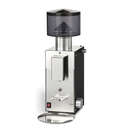 Front view of Bezzera BB005 TM Espresso Grinder showing stainless steel curved housing