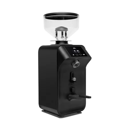 Front view of Ceado Life Coffee Grinder with digital display illuminated