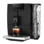 Front view of the JURA ENA 4 espresso machine black, showcasing its sleek, minimalist design