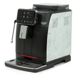 The Gaggia Cadorna Barista Plus White, showcasing its Monaco walnut hydro-dipped panels and full-color TFT display